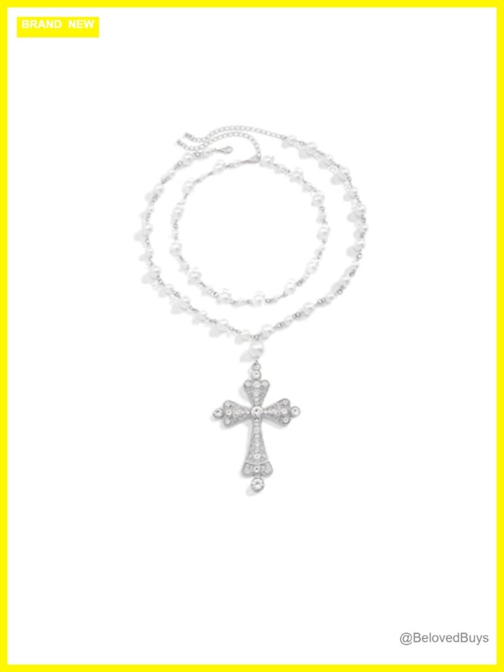 Gothic Big Cross Layered Necklace Set Punk Beaded Y2K Jewelry